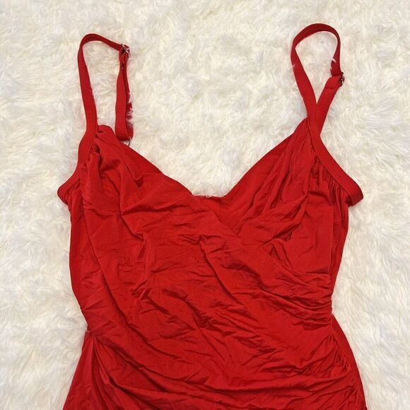 Jantzen Classics Red Ruched Front One Piece Swimsuit - Picture 3 of 9